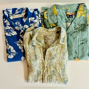3 PC. Lot Silk Vintage Hawaiian Shirt lot.Fun Tropical prints.Quality fabric.